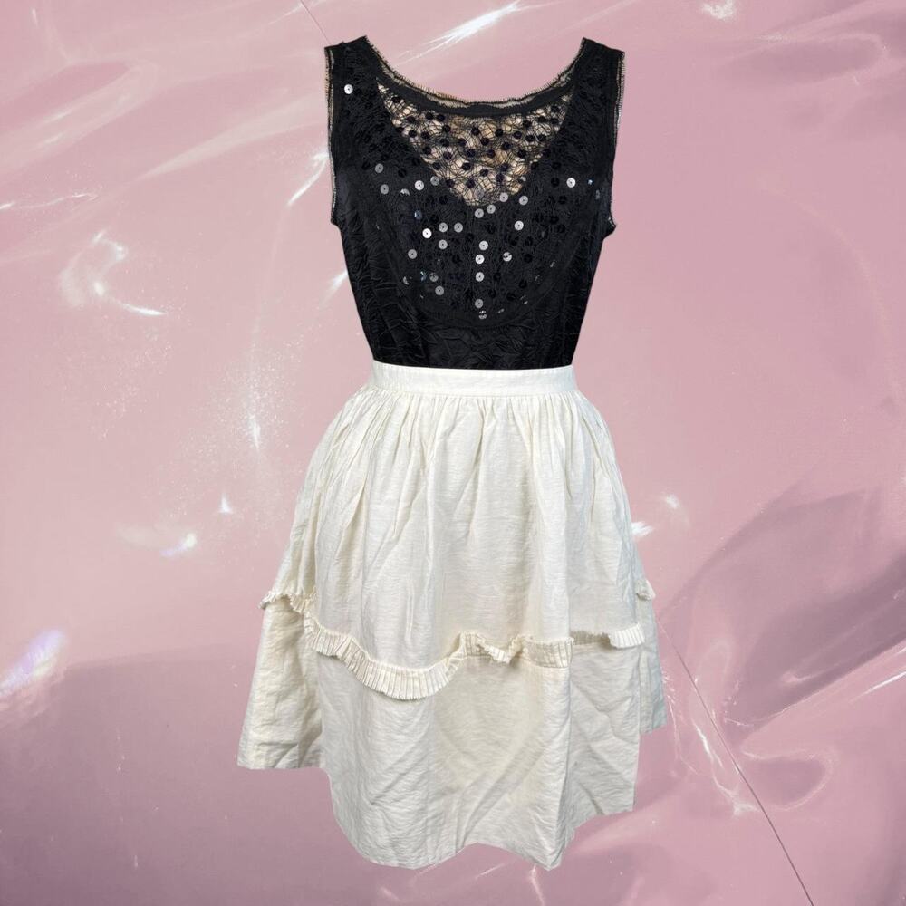 Vintage Y2K dark romantic black silk sequins lace top wrinkled grunge